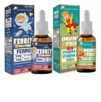 Kit Ferro Gotas Ferrix + Imunitrix Kids 30ml Imunidade