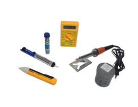 Kit Ferro Solda 30w 110v Multimetro Caneta pasta estanho sugador