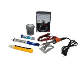 Kit Ferro Solda 30w 220v + multimetro analógico + caneta + sugador + estanho + pasta
