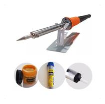 Kit Ferro Solda 30w Profissional + Pasta + Estanho + Sugador Kit Ferro Solda 30w Profissional + Pasta + Estanho + Sugador