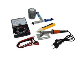 Kit Ferro Solda 60w 110v + multimetro analógico + caneta + sugador + estanho + pasta Kit Ferro Solda 60w 110v + multimetro analógico + caneta + sugador + estanho + pasta