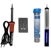 Kit Ferro Solda 60w 220v Profissional + Estanho + Sugador Cabo 80cm