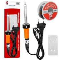 Kit Ferro Solda + Estanho P/ Reparo Fios e Comp Eletrônicos