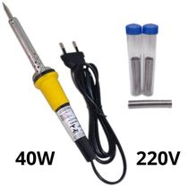 Kit Ferro Solda Soldar Soldador 110v 220v 40w 60w Com Estanho Reforçado