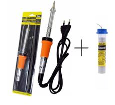 Kit Ferro Soldar Eda com suporte 30, 40 ou 60 watts + 1 Tubo Estanho 25 gramas Kit Ferro Soldar Eda com suporte 30, 40 ou 60 watts + 1 Tubo Estanho 25 gramas