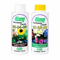 Kit Fertilizante Liquído Mineral Concentrado 10-10-10 e 04-14-08 120ml Dimy