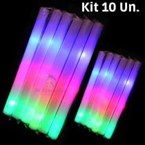 Kit Festa 10 Bastão De Espuma Com Led Colorido Para Aniversários Casamentos Baladas Formaturas Kit Festa 10 Bastão De Espuma Com Led Colorido Para Aniversários Casamentos Baladas Formaturas