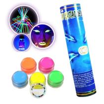 Kit Festa: 10 Pigmentos Neon 4g e 100 Braceletes Fluorescentes