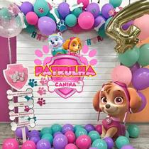 Kit Festa 100 Balões Arco Patrulha Canina Balão Skye+Fita