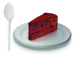 Kit Festa 100 Pratos De Bolo + 100 Colher de Sobremesa para Bolo