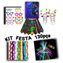Kit festa 130pçs* 20 Óculos, 20 Tiaras, 20 Gravata, 20 Marabus 75cm, 50 Pulseira Neon led,Balada, aniversário de 15 anos