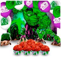 Kit festa 132 pçs Decoração Hulk aniversário mais completo