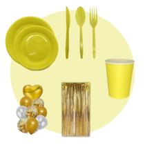 Kit Festa 140 Pçs + Cortina Metalizada e Buquê 9 Balões Kit Festa 140 Pçs + Cortina Metalizada e Buquê 9 Balões