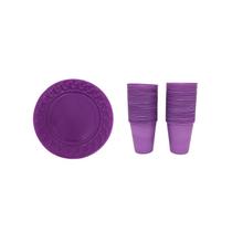 Kit Festa 30 Unidades Pratos 15cm + 50 Unidades Copos 200ml Coloridos Descartáveis VitalForm