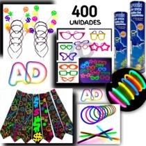 Kit Festa 400un Óculos, Tiaras, Gravatas, Pulseira Neon, Aniversário 15 anos, Casamento, Balada, formatura, adereços