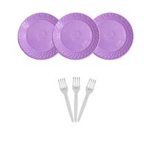 Kit Festa 50 Pratinhos Pratos e 50 Garfinhos Garfos Descartáveis