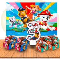 Kit festa 52 peças descoração Patrulha Canina completa vela3