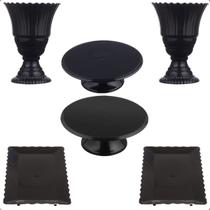 Kit Festa 6 Peças, Vaso + Boleira + Bandeja Decoração Doces Kit Festa 6 Peças, Vaso + Boleira + Bandeja Decoração Doces