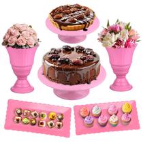 Kit Festa 6 Peças, Vaso + Boleira + Bandeja Decoração Doces