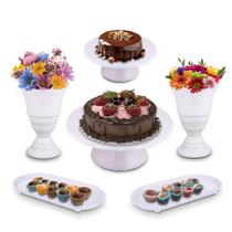 Kit Festa 6 Peças, Vaso + Boleira + Bandeja Decoração Kit Festa 6 Peças, Vaso + Boleira + Bandeja Decoração