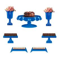 Kit Festa 7 Peças - Mesa De Aniversário Completa - Boleira e Bandejas Para Doces