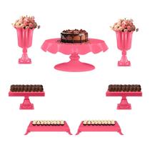 Kit Festa 7 Peças - Mesa De Aniversário Completa - Boleira e Bandejas Para Doces Kit Festa 7 Peças - Mesa De Aniversário Completa - Boleira e Bandejas Para Doces