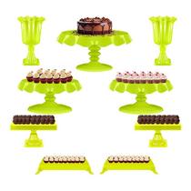 Kit Festa 9 Peças Mesa De Aniversário Completa Boleira e Bandejas Para Doces