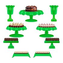 Kit Festa 9 Peças Mesa De Aniversário Completa Boleira e Bandejas Para Doces