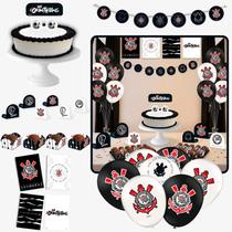 Kit Festa Aniversário Corinthians Oficial Decoração Completa com 62 Peças