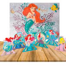 Kit Festa Ariel Decoração Pequena Sereia Painel + Display