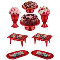 Kit Festa Bandejas Boleiras Vasos Decoração Enfeite Aniversario 8 Peças