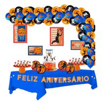 Kit festa Basquete Decoração aniversário + 25 Balão + Toalha Kit festa Basquete Decoração aniversário + 25 Balão + Toalha