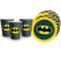 KIt Festa Batman Decoração aniversário 16pçs Copos + Pratos
