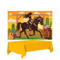 Kit festa Boiadeira Decoração Completa Painel+Toalha Amarela Kit festa Boiadeira Decoração Completa Painel+Toalha Amarela