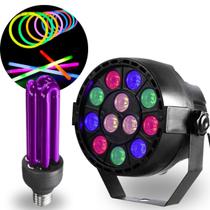 Kit festa - canhão refletor com pulseiras neon e luz negra - Luatek