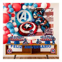 Kit festa Capitão América Decoração 39pçs aniversário em EVA