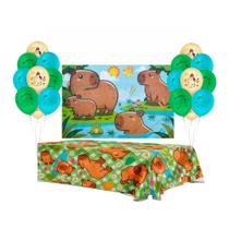 Kit Festa Capivara Decoração anive Balão +Painel +Toalha TNT Kit Festa Capivara Decoração anive Balão +Painel +Toalha TNT