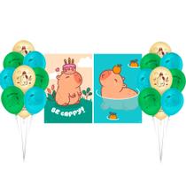 Kit festa Capivara Decoração Cartaz + Balão Aniversário cor