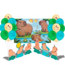 Kit festa Capivara Decoração Painel +Balão +Display completo Kit festa Capivara Decoração Painel +Balão +Display completo