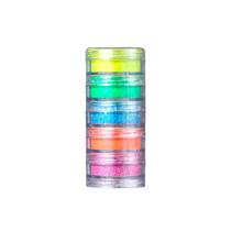 Kit Festa Carnaval Torre Glitter em Pó Iridescente Fluor Vegano Colormake 2701 Maquiagem Artística - 05 Potes de 3g Cada
