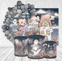 Kit Festa Casado Painéis + Capa Para Cilindros Halloween Menino-IMPAKTO VISUAL Kit Festa Casado Painéis + Capa Para Cilindros Halloween Menino-IMPAKTO VISUAL