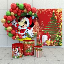 Kit Festa Casado Painéis + Capa Para Cilindros Mickey Natal-IMPAKTO VISUAL Kit Festa Casado Painéis + Capa Para Cilindros Mickey Natal-IMPAKTO VISUAL