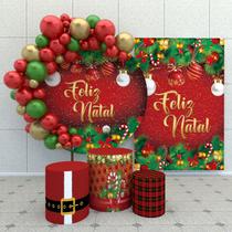 Kit Festa Casado Painéis + Capa Para Cilindros Natal-IMPAKTO VISUAL