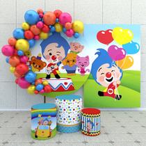 Kit Festa Casado Painéis + Capa Para Cilindros Palhaço Plim Plim -IMPAKTO VISUAL