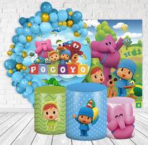 Kit Festa Casado Painéis + Capa Para Cilindros Pocoyo-IMPAKTO VISUAL Kit Festa Casado Painéis + Capa Para Cilindros Pocoyo-IMPAKTO VISUAL