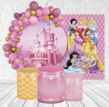 Kit Festa Casado Painéis + Capa Para Cilindros Princesas -IMPAKTO VISUAL