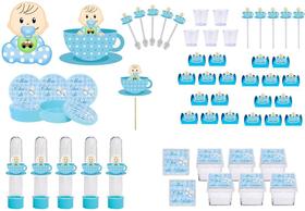 Kit festa Chá de Bebê menino 113 peças (10 pessoas) - Produto artesanal