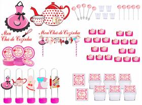 Kit Festa Chá de Cozinha pink 113 peças (10 pessoas) painel e cx