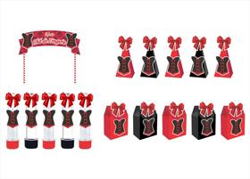 Kit Festa Chá de Lingerie Vermelho 61 peças (20 pessoas) cone milk