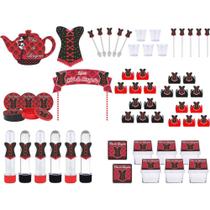 kit festa Chá de Lingerie (vermelho e Preto) 173 peças (20 pessoas) - Produto artesanal